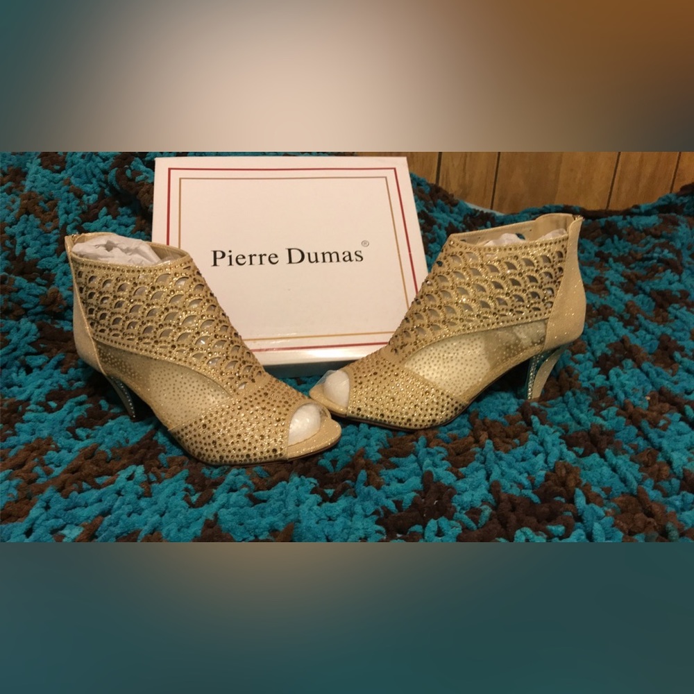 Brand new Pierre Dumas, gold glitter and rhinestone still in the protective bags